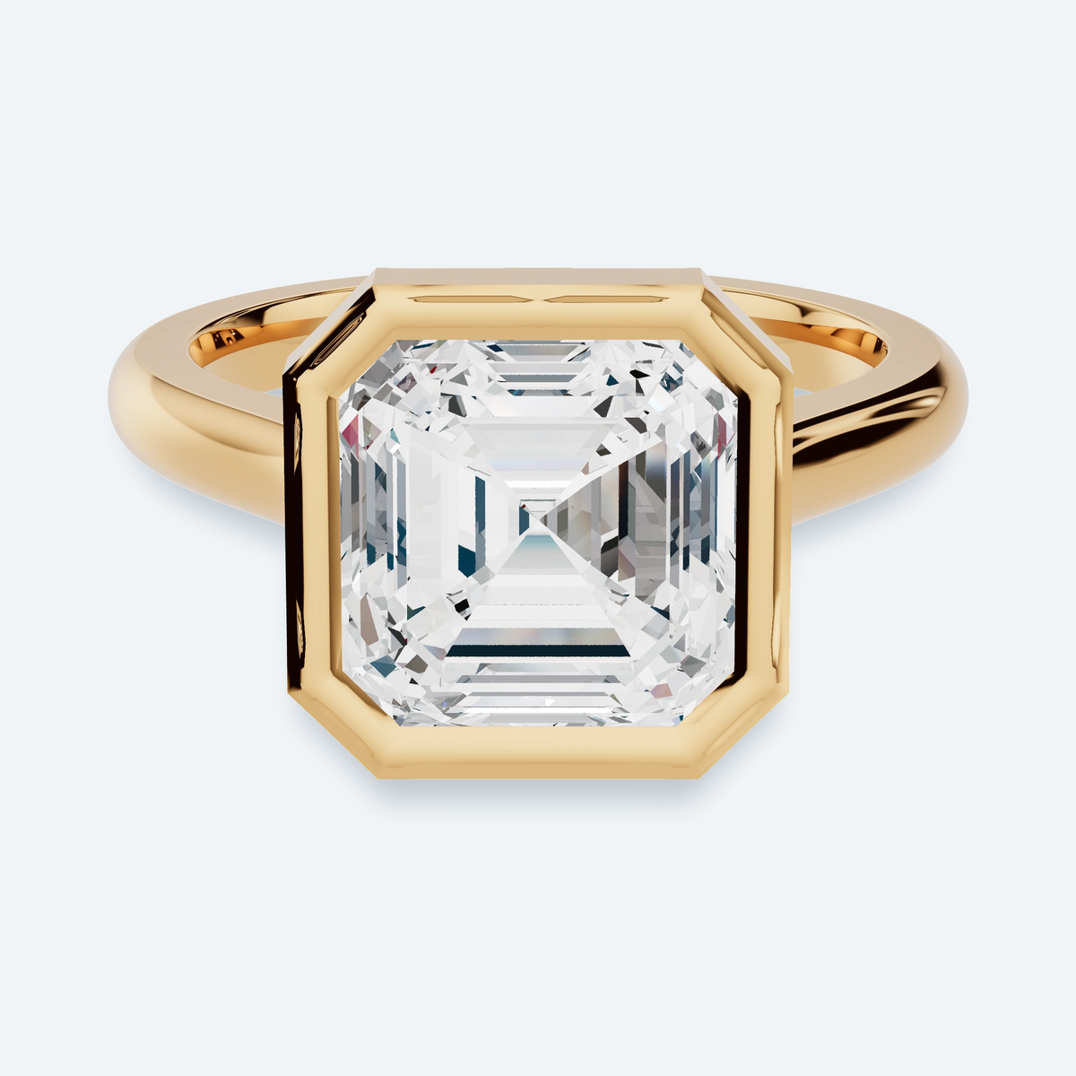 Asscher Lab Diamond Bezel Solitaire Engagement Ring