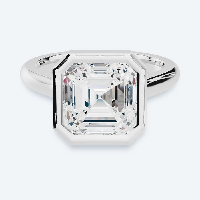 Asscher Lab Diamond Bezel Solitaire Engagement Ring
