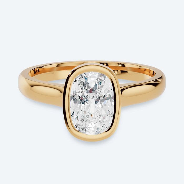 Cushion Lab Diamond Bezel Solitaire Engagement Ring