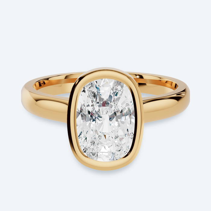 Cushion Lab Diamond Bezel Solitaire Engagement Ring