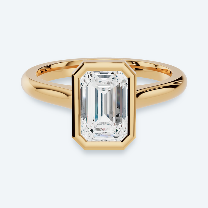 Emerald Lab Diamond Bezel Solitaire Engagement Ring