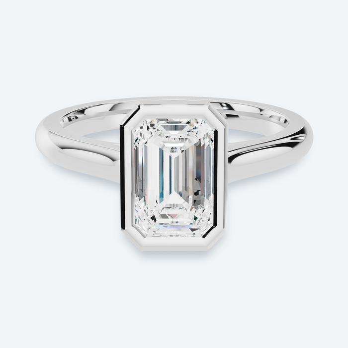 Emerald Lab Diamond Bezel Solitaire Engagement Ring