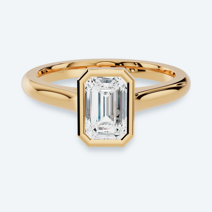 Emerald Lab Diamond Bezel Solitaire Engagement Ring