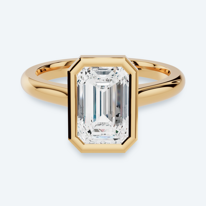 Emerald Lab Diamond Bezel Solitaire Engagement Ring