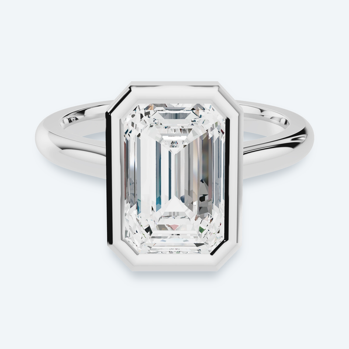 Emerald Lab Diamond Bezel Solitaire Engagement Ring