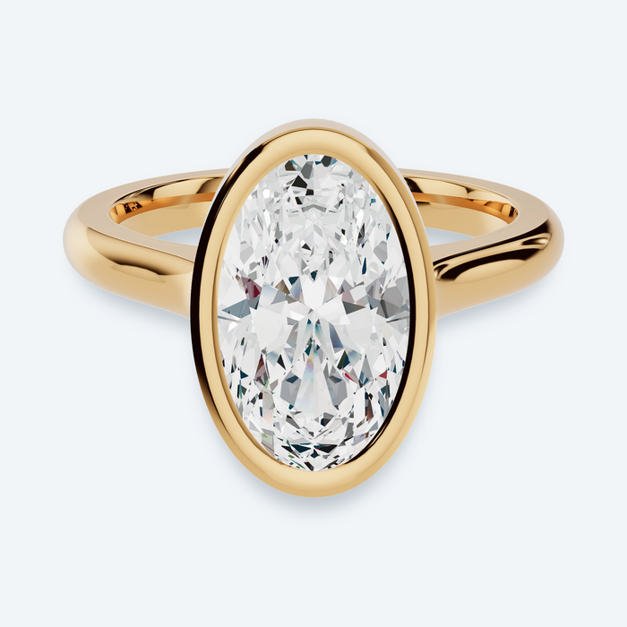 Oval Lab Diamond Bezel Solitaire Engagement Ring