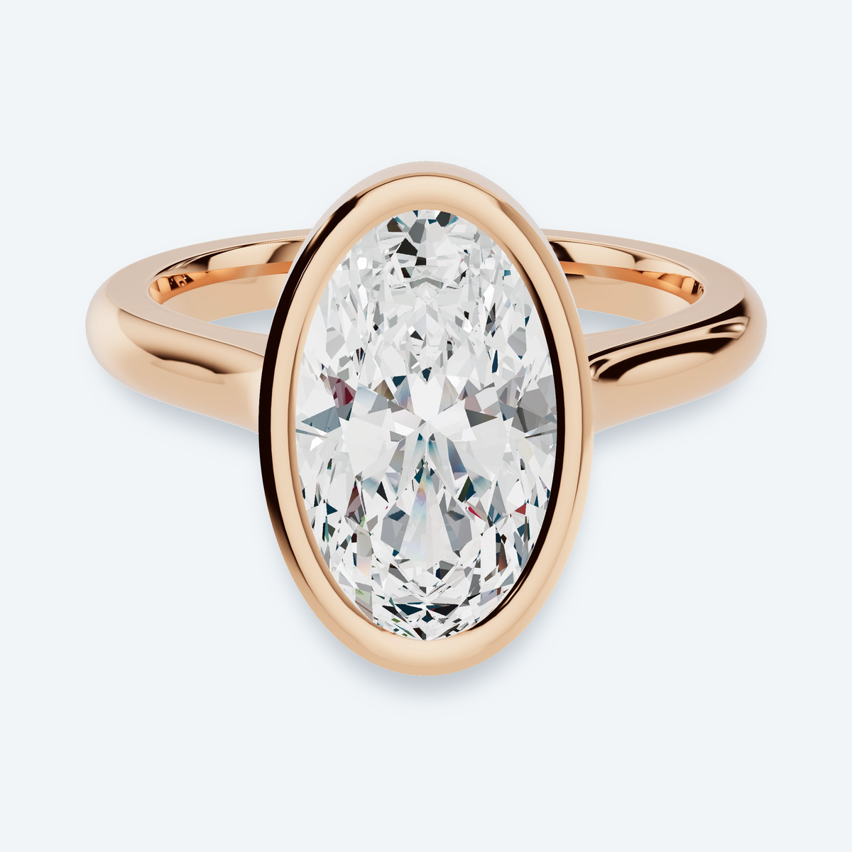 Oval Lab Diamond Bezel Solitaire Engagement Ring