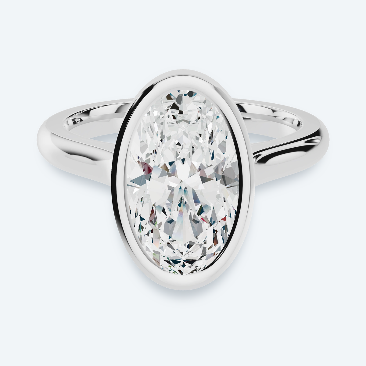 Oval Lab Diamond Bezel Solitaire Engagement Ring