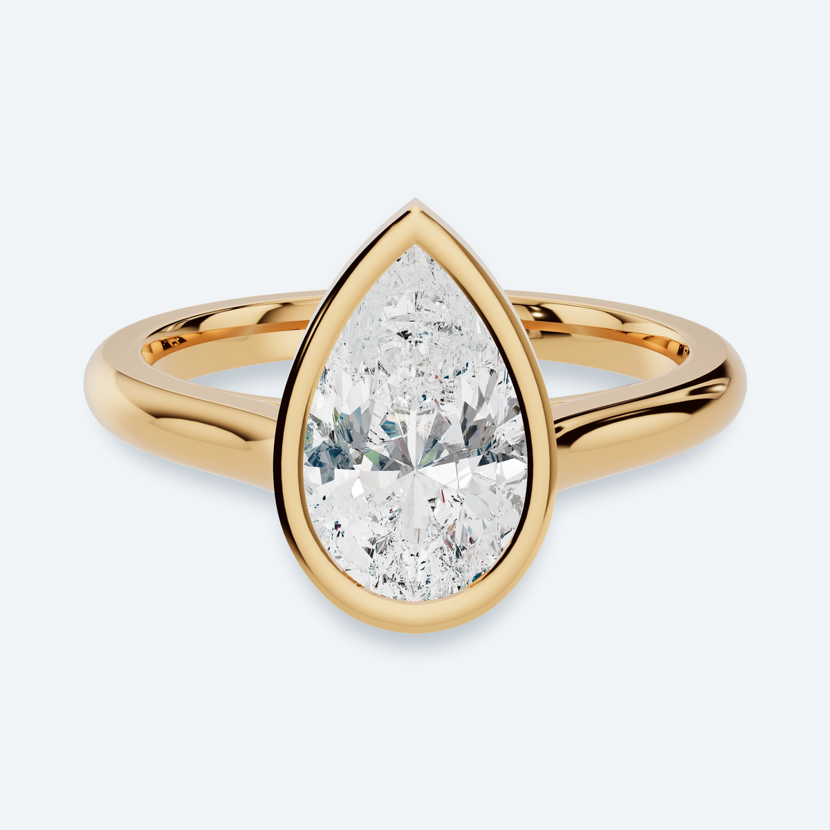 Pear Lab Diamond Bezel Solitaire Engagement Ring