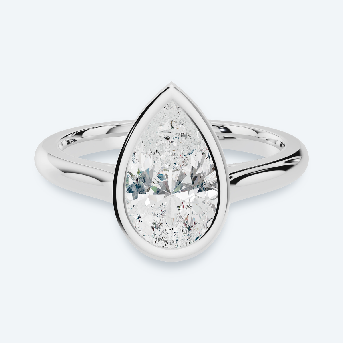Pear Lab Diamond Bezel Solitaire Engagement Ring