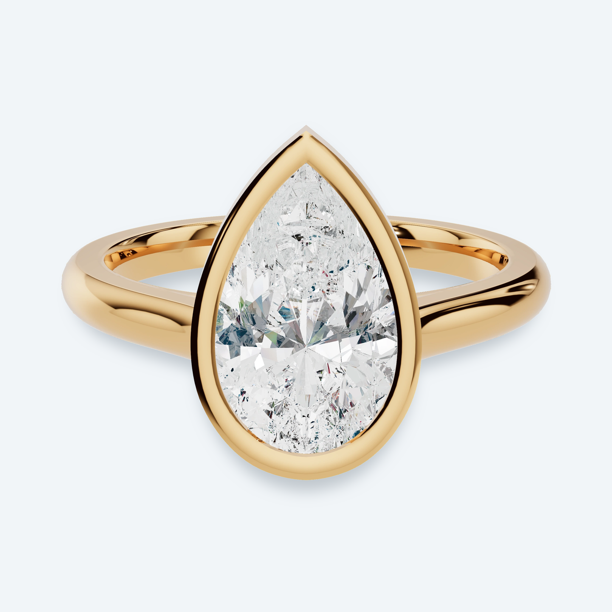 Pear Lab Diamond Bezel Solitaire Engagement Ring