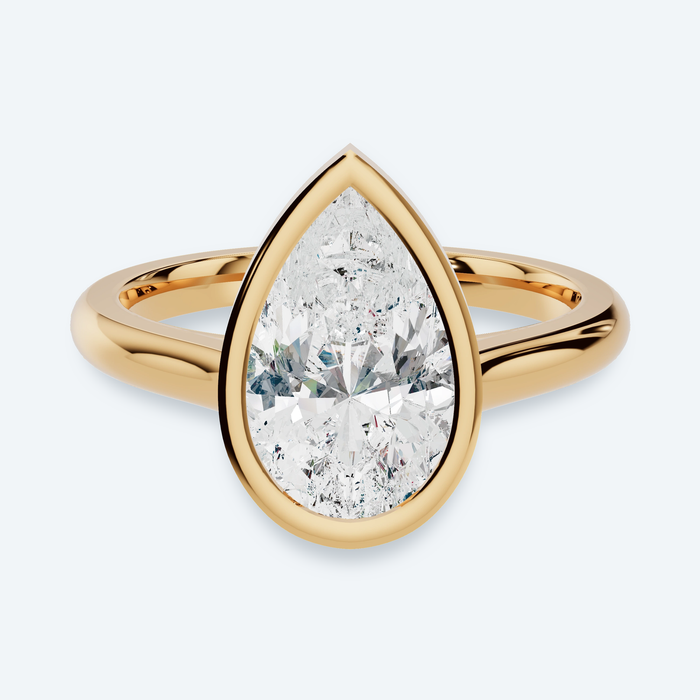 Pear Lab Diamond Bezel Solitaire Engagement Ring