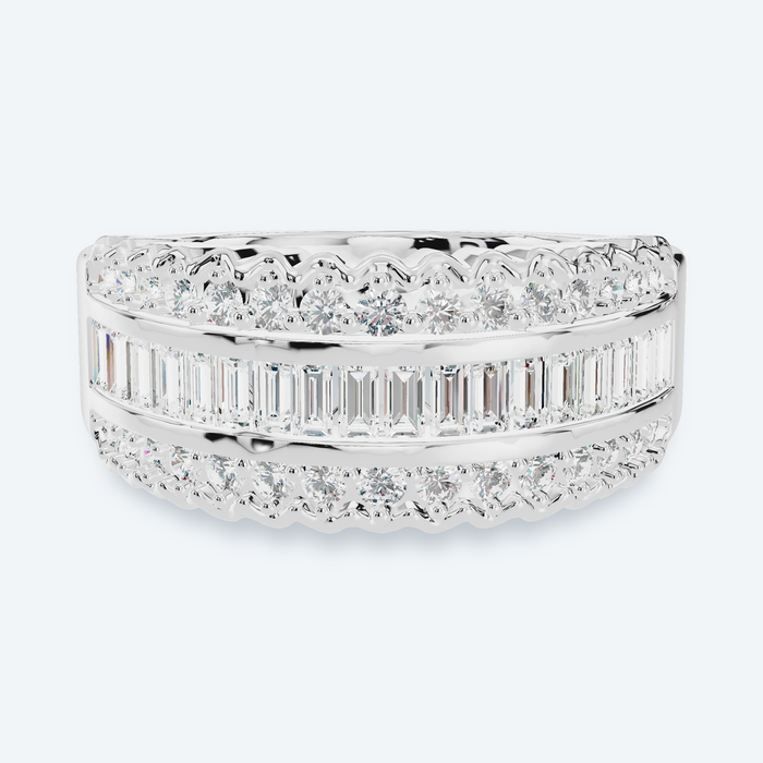 Baguette Lab Diamond Three-Row Band