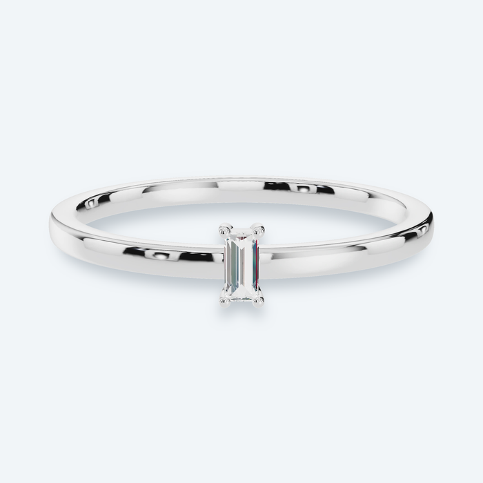Petite Baguette Solitaire Lab Diamond Ring