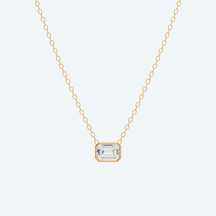 Emerald Bezel Lab Diamond Pendant