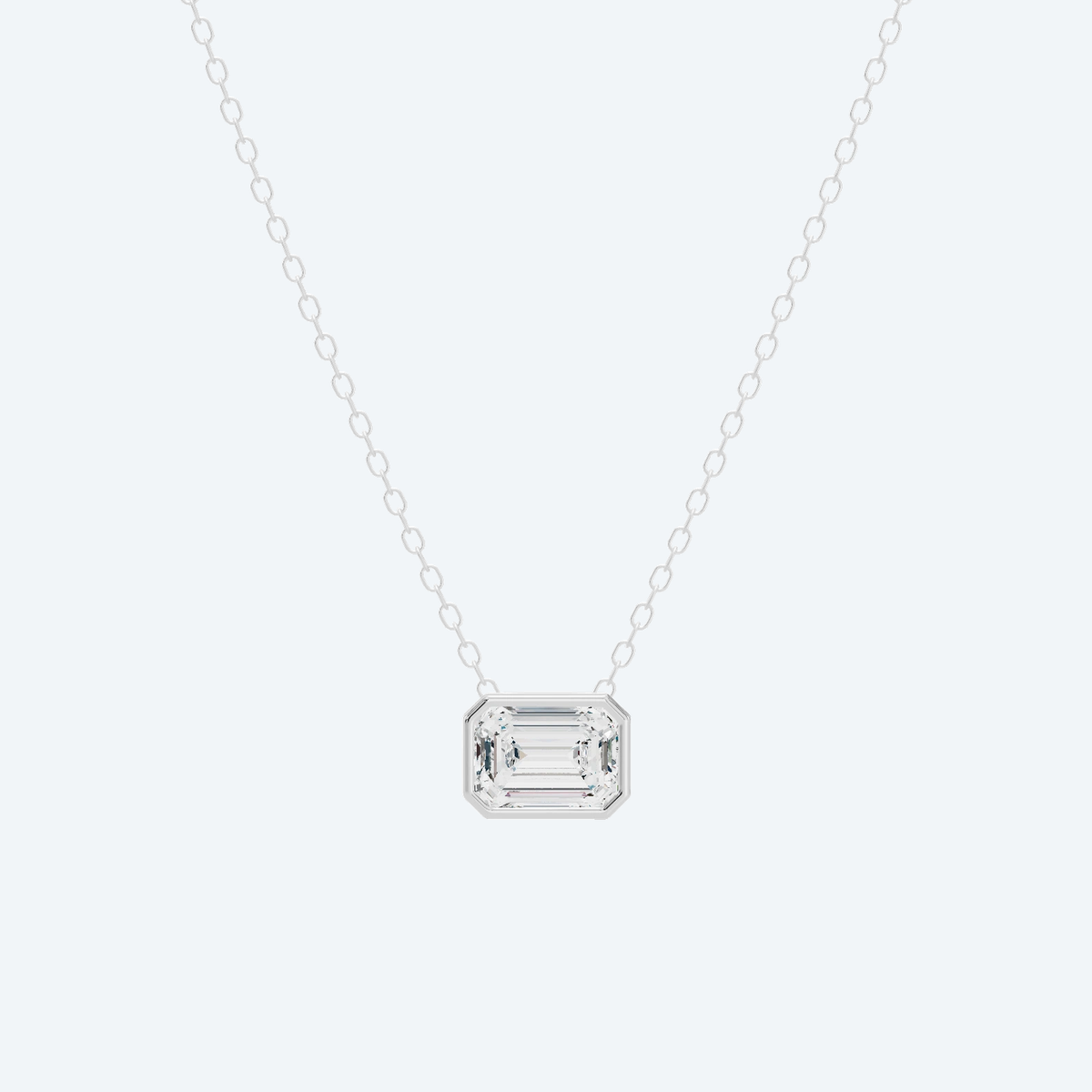 Emerald Bezel Lab Diamond Pendant