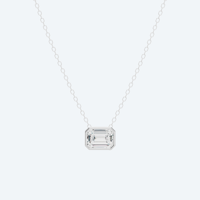 Emerald Bezel Lab Diamond Pendant