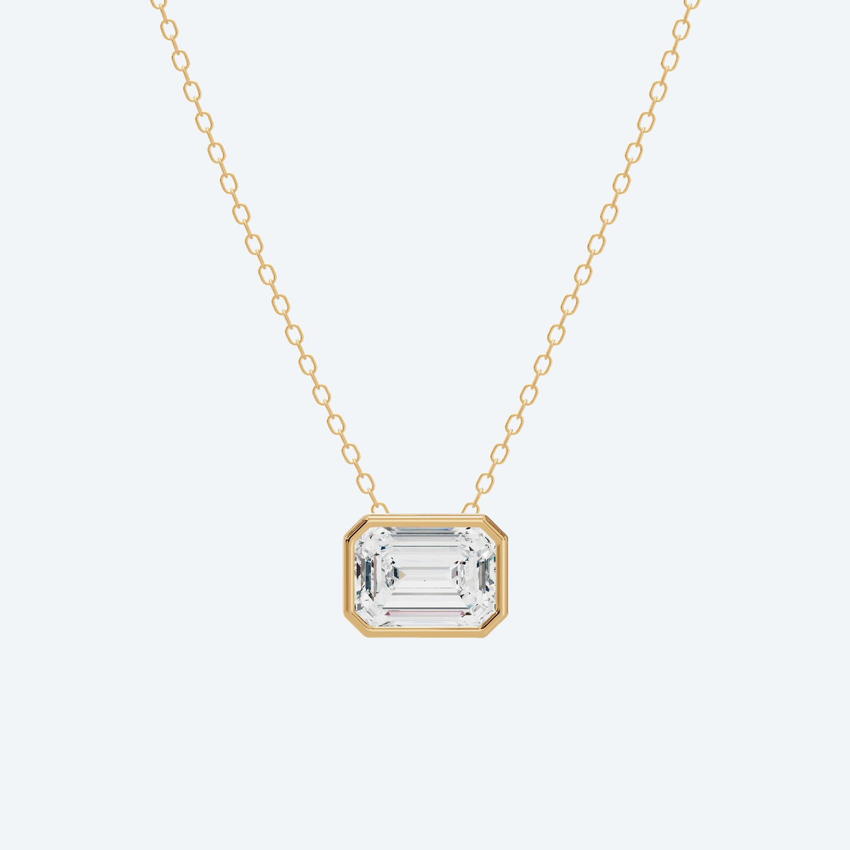 Emerald Bezel Lab Diamond Pendant