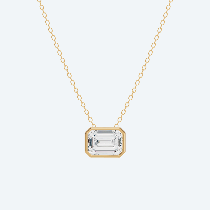 Emerald Bezel Lab Diamond Pendant