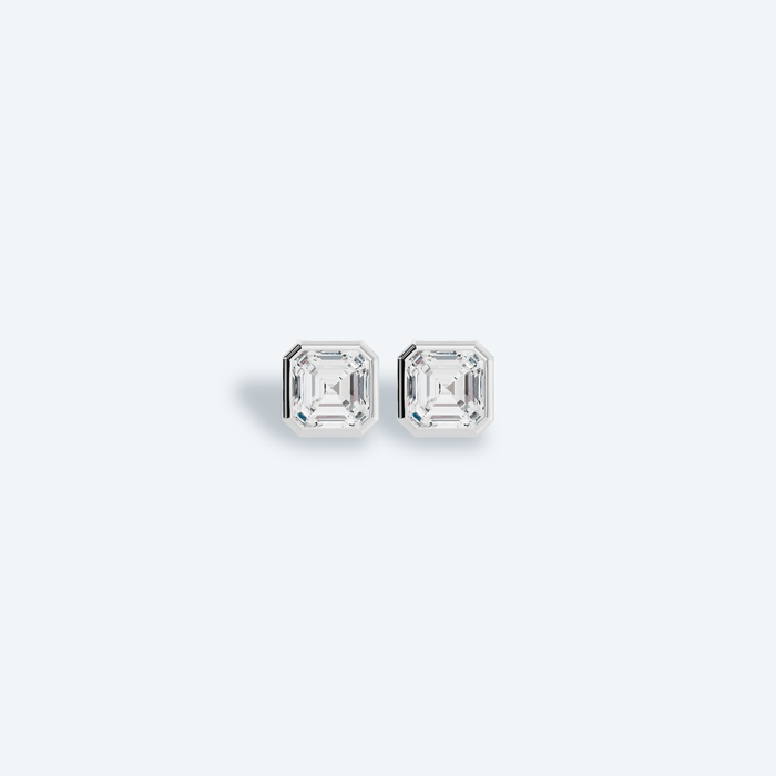 Asscher Bezel Lab Diamond Studs