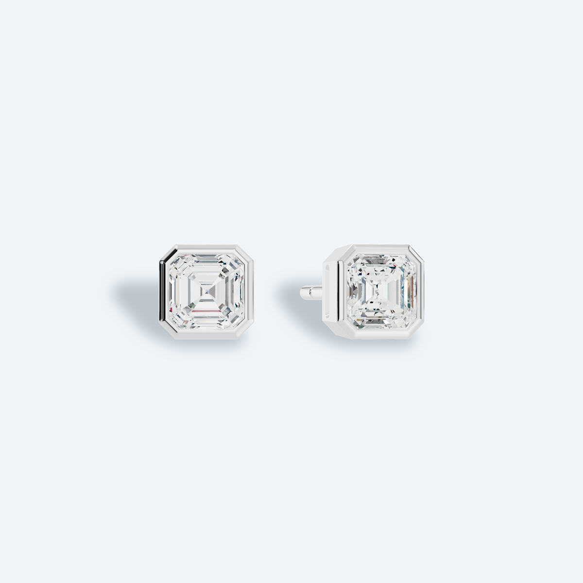Asscher Bezel Lab Diamond Studs
