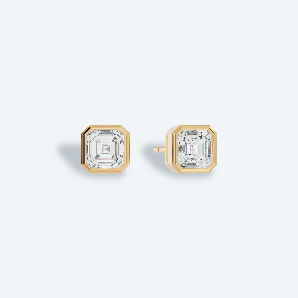 Asscher Bezel Lab Diamond Studs
