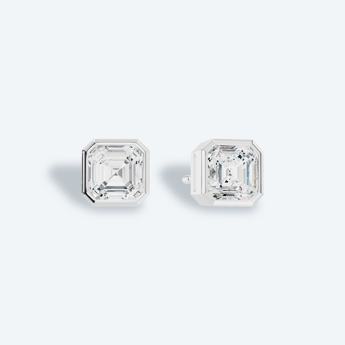 Asscher Bezel Lab Diamond Studs