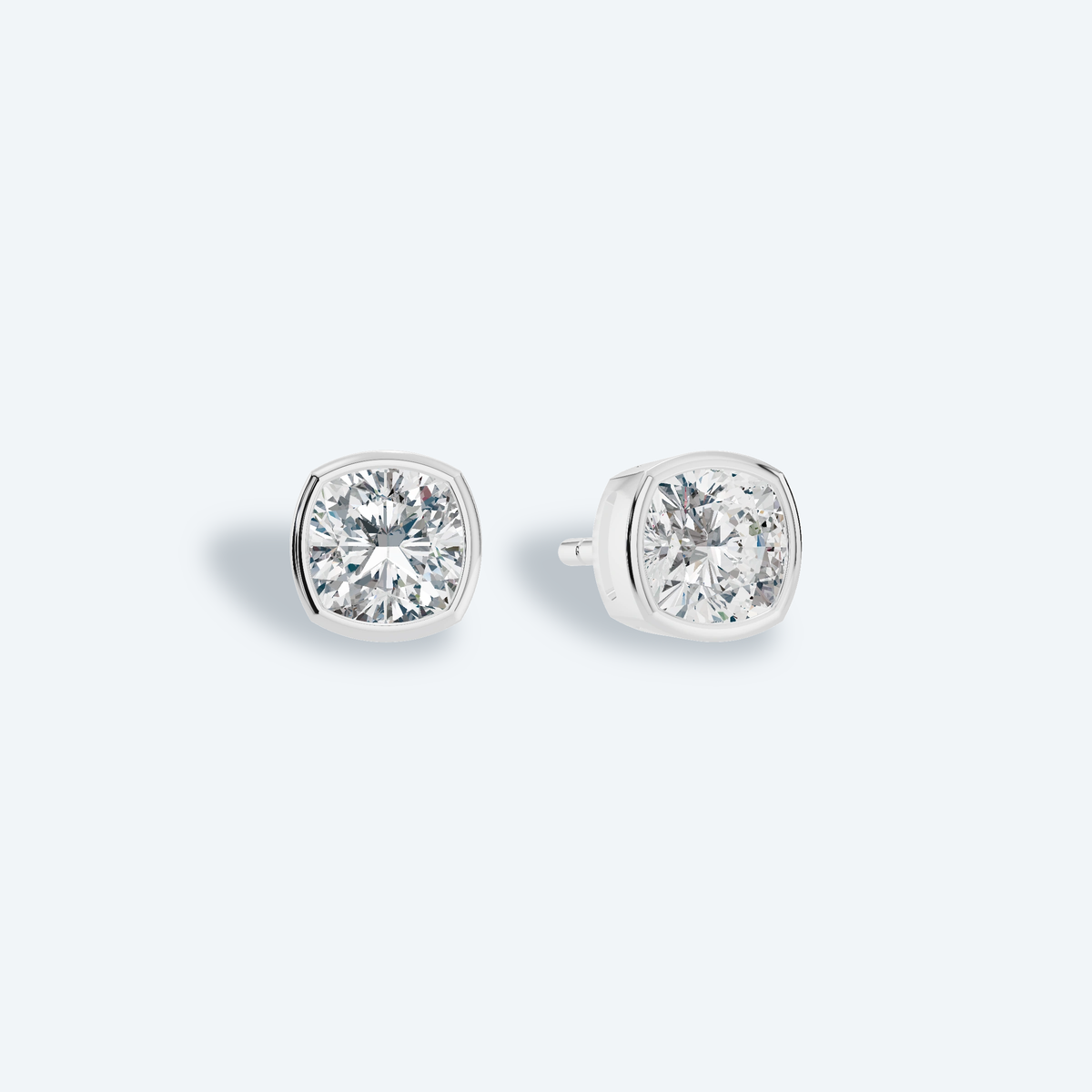 Cushion Bezel Lab Diamond Studs