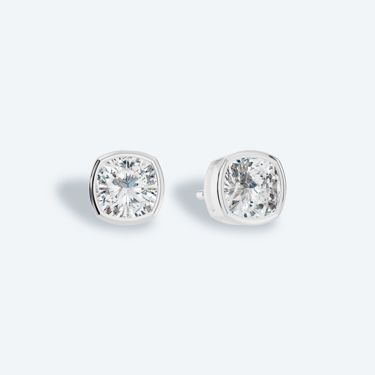 Cushion Bezel Lab Diamond Studs