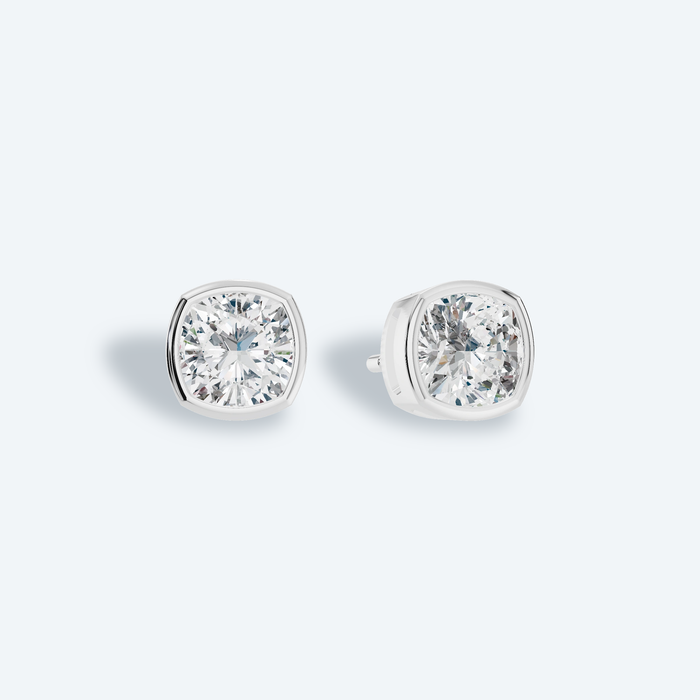 Cushion Bezel Lab Diamond Studs