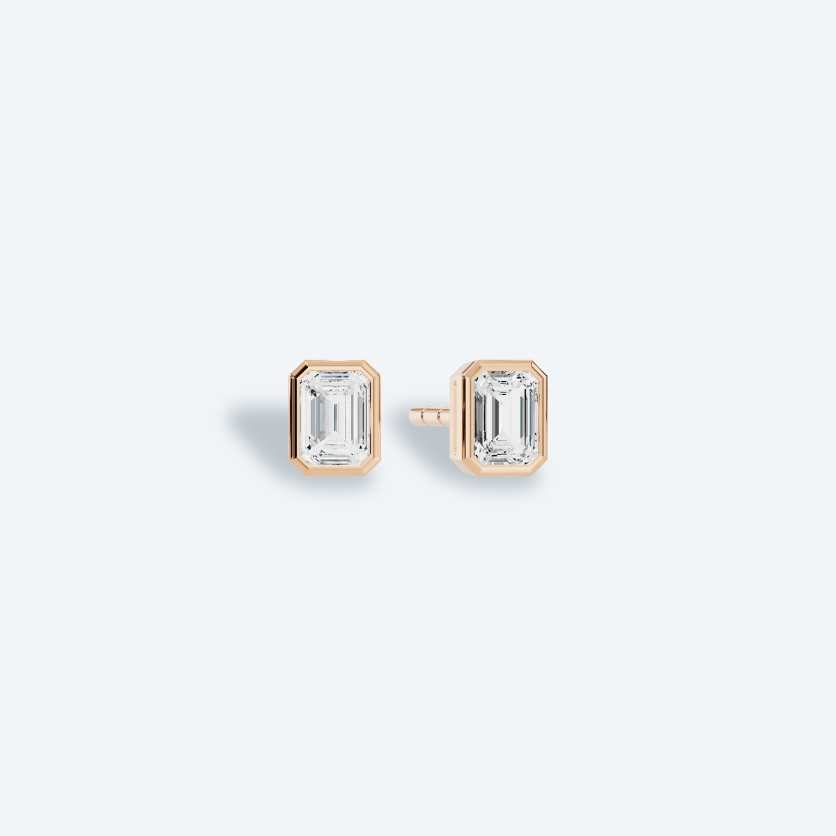 Emerald Bezel Lab Diamond Studs