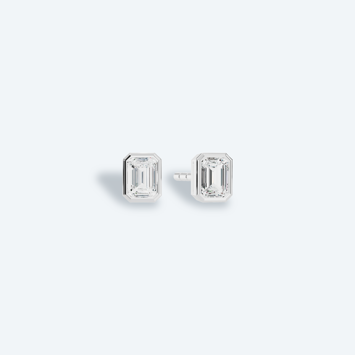 Emerald Bezel Lab Diamond Studs