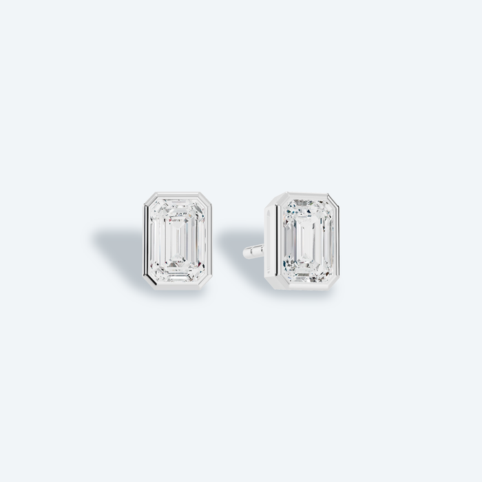Emerald Bezel Lab Diamond Studs