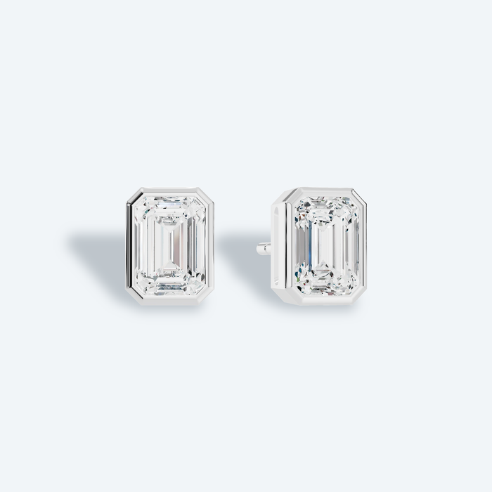 Emerald Bezel Lab Diamond Studs