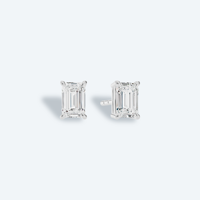 Emerald Four-Prong Lab Diamond Studs