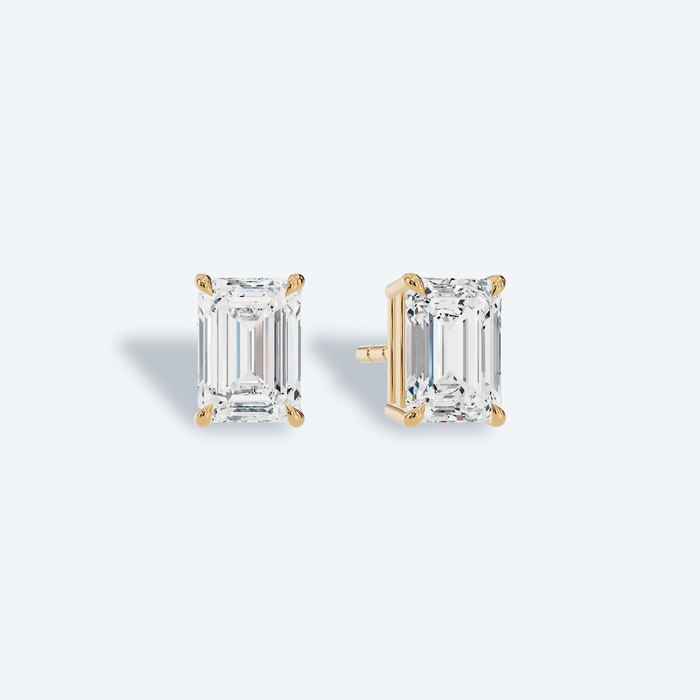 Emerald Four-Prong Lab Diamond Studs