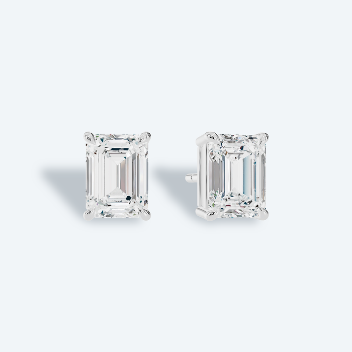 Emerald Four-Prong Lab Diamond Studs
