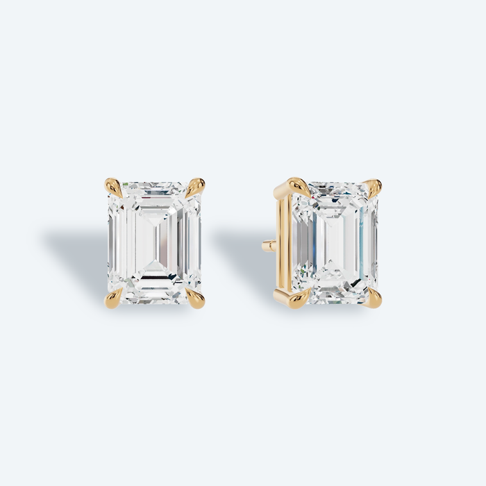 Emerald Four-Prong Lab Diamond Studs