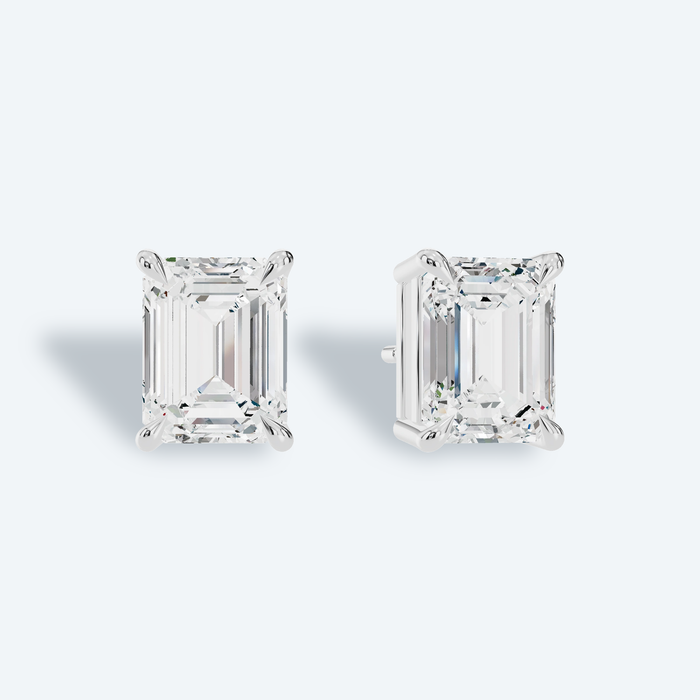 Emerald Four-Prong Lab Diamond Studs
