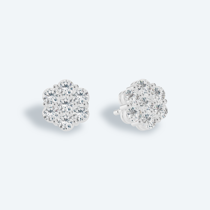 Floral Cluster Lab Diamond Studs
