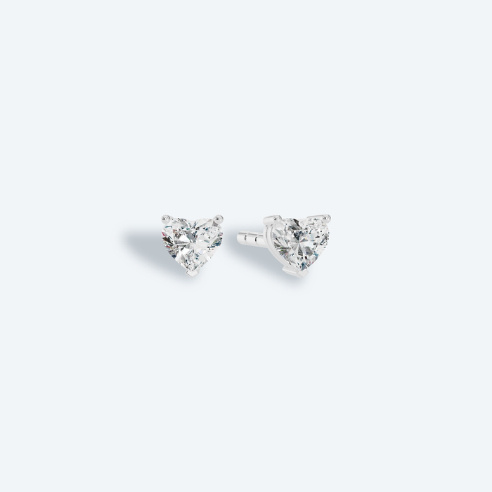 Heart 3-Prong Lab Diamond Statement Studs