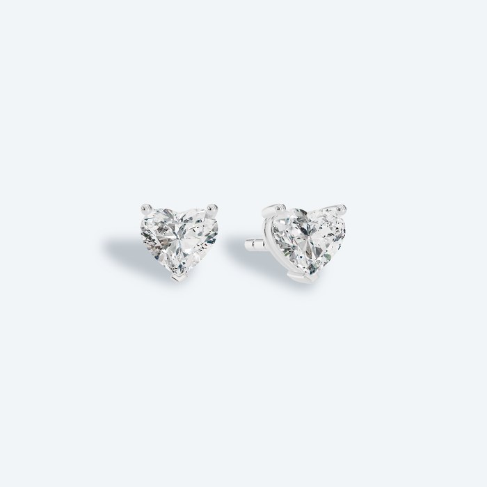 Heart 3-Prong Lab Diamond Statement Studs