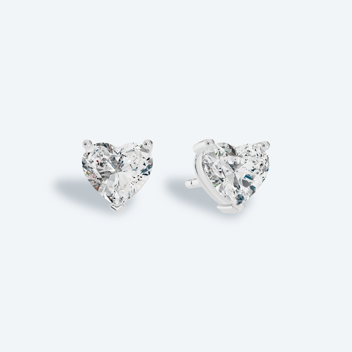 Heart 3-Prong Lab Diamond Statement Studs