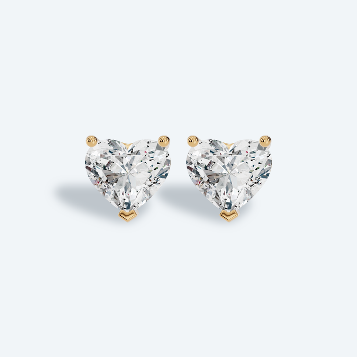 Heart 3-Prong Lab Diamond Statement Studs