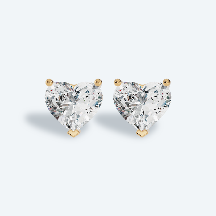 Heart 3-Prong Lab Diamond Statement Studs