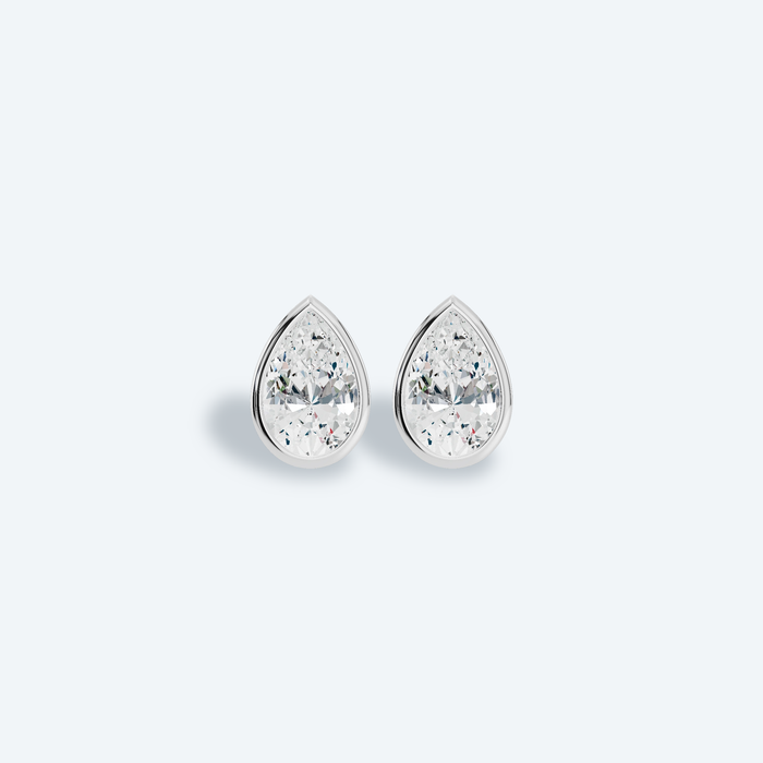 Pear Bezel Lab Diamond Studs