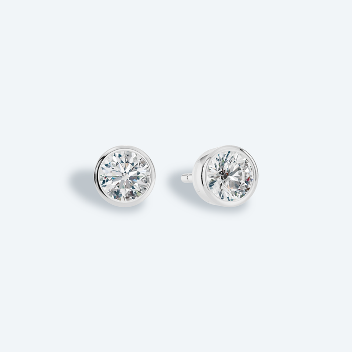 Round Brilliant Bezel Lab Diamond Studs