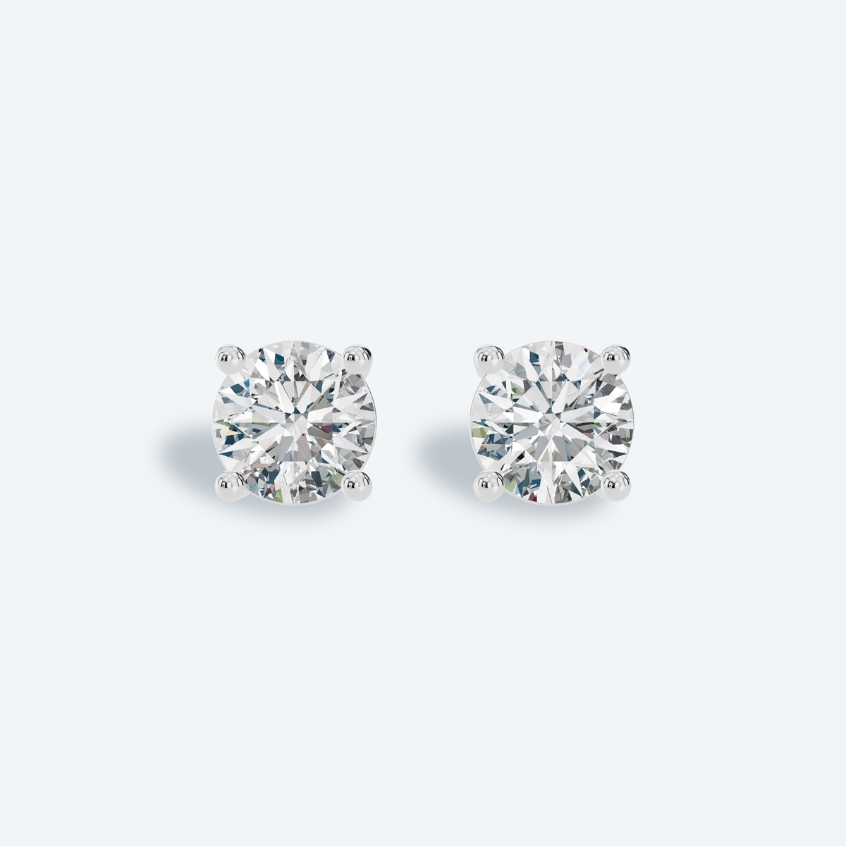 Round Brilliant Four-Prong Lab Diamond Studs