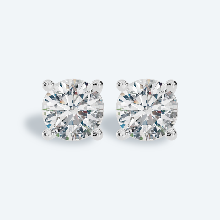 Round Brilliant Four-Prong Lab Diamond Statement Studs
