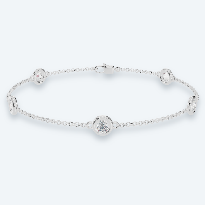 Lab Diamond Station Chain Bracelet